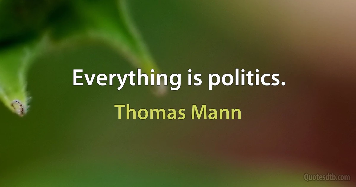 Everything is politics. (Thomas Mann)