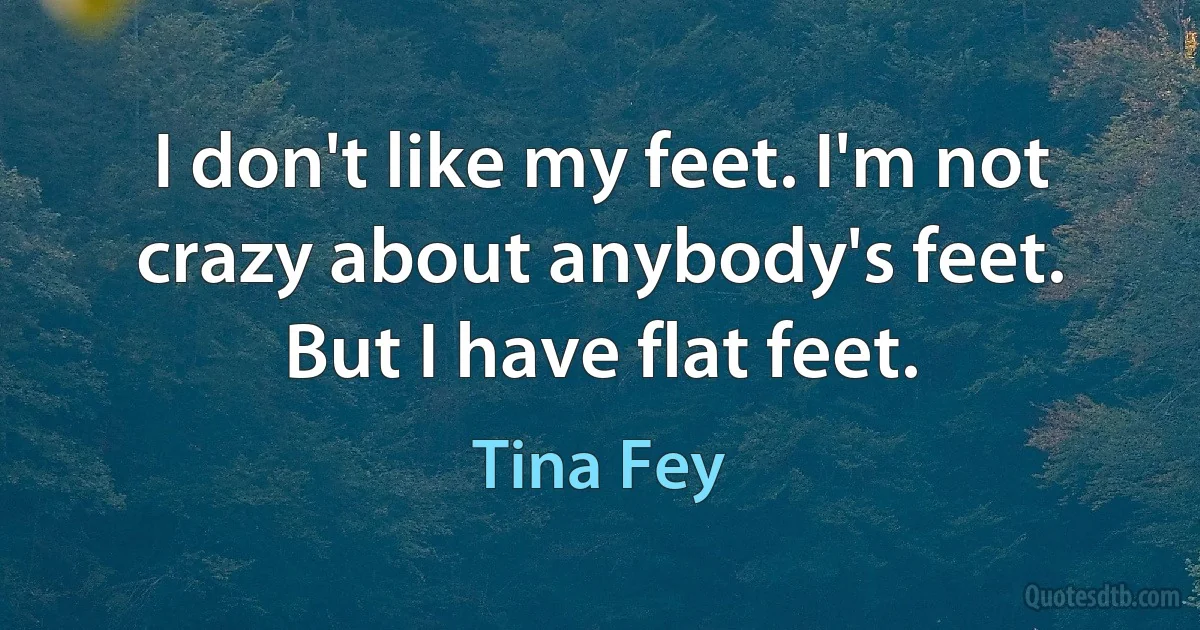 I don't like my feet. I'm not crazy about anybody's feet. But I have flat feet. (Tina Fey)