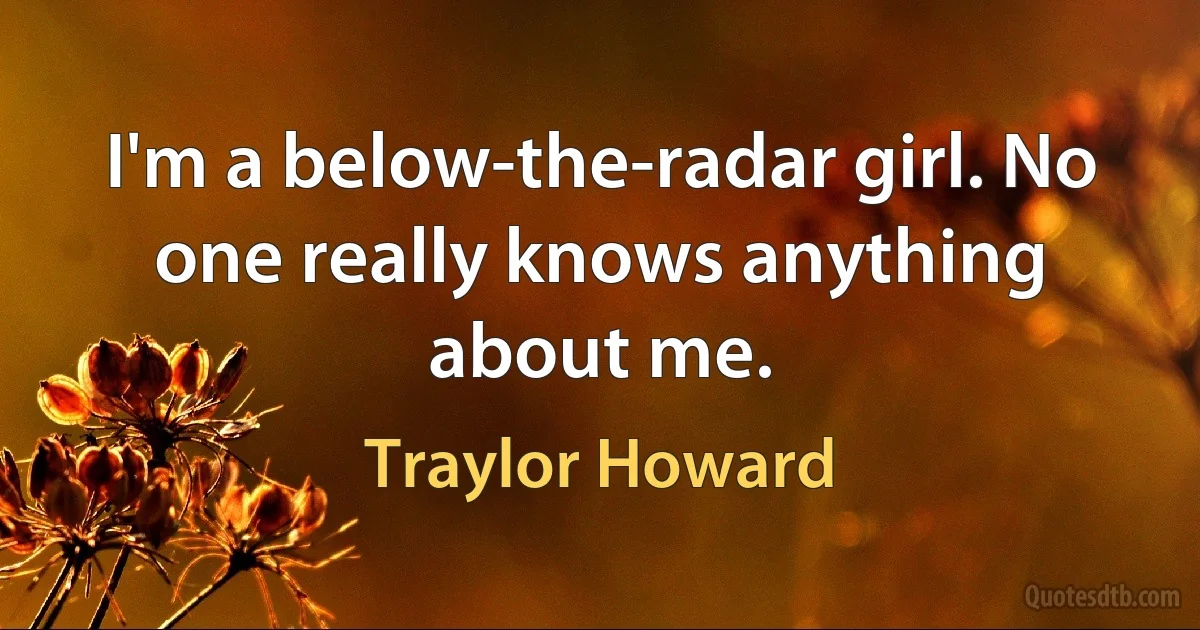 I'm a below-the-radar girl. No one really knows anything about me. (Traylor Howard)