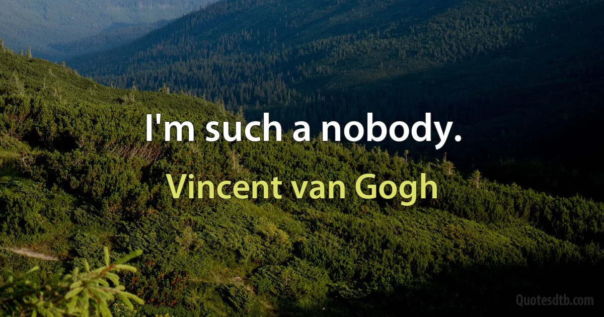 I'm such a nobody. (Vincent van Gogh)