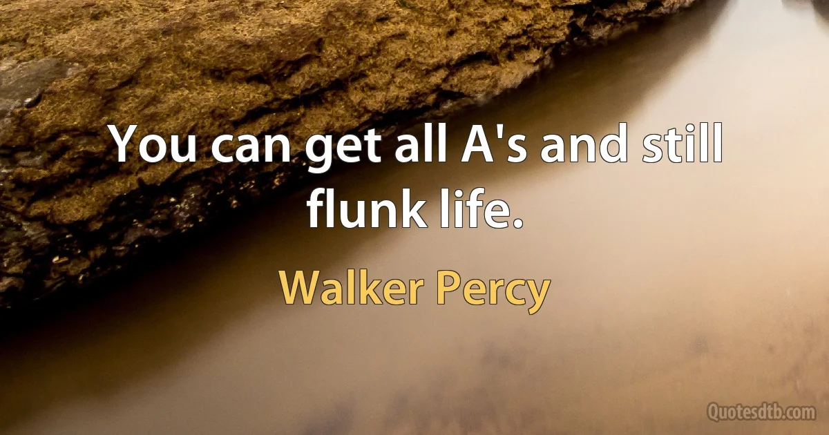 You can get all A's and still flunk life. (Walker Percy)