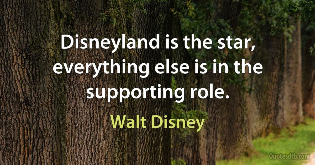 Disneyland is the star, everything else is in the supporting role. (Walt Disney)