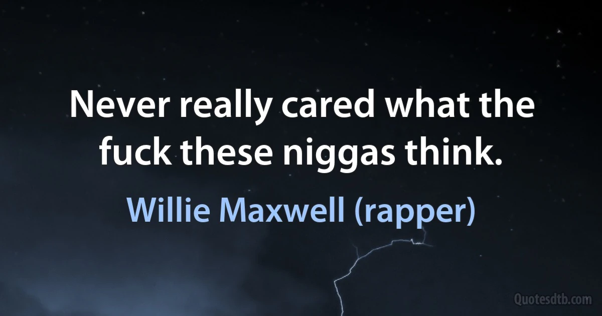 Never really cared what the fuck these niggas think. (Willie Maxwell (rapper))