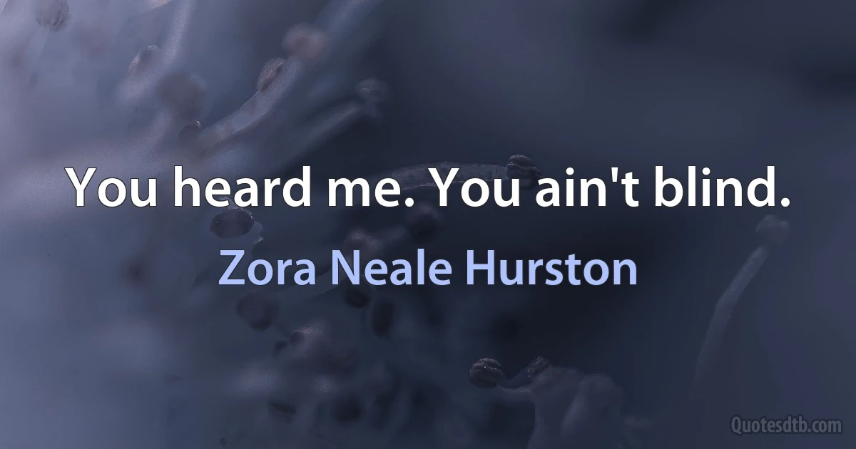 You heard me. You ain't blind. (Zora Neale Hurston)