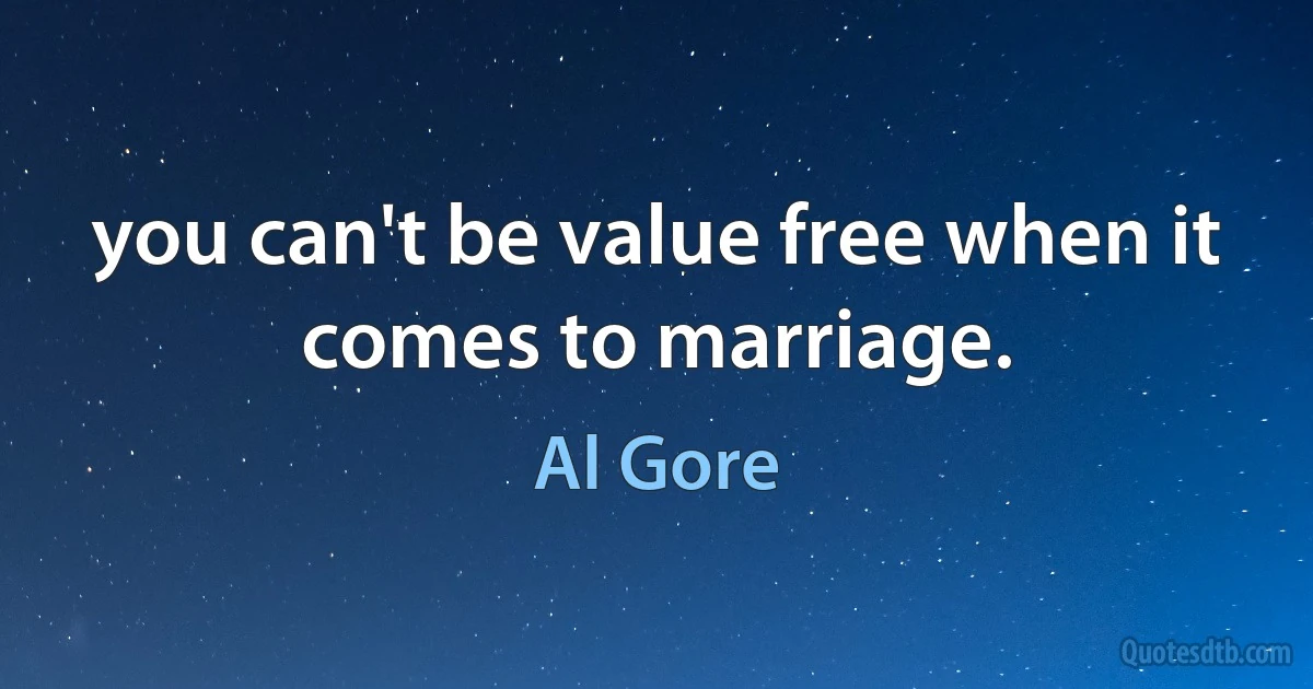 you can't be value free when it comes to marriage. (Al Gore)