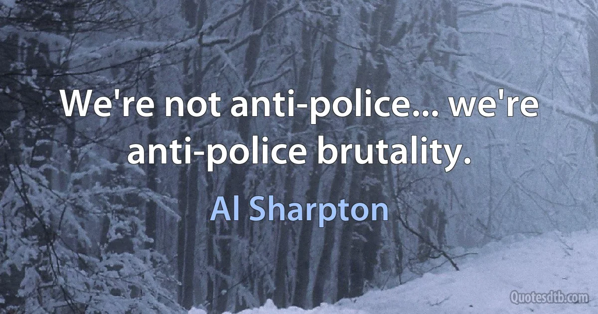 We're not anti-police... we're anti-police brutality. (Al Sharpton)