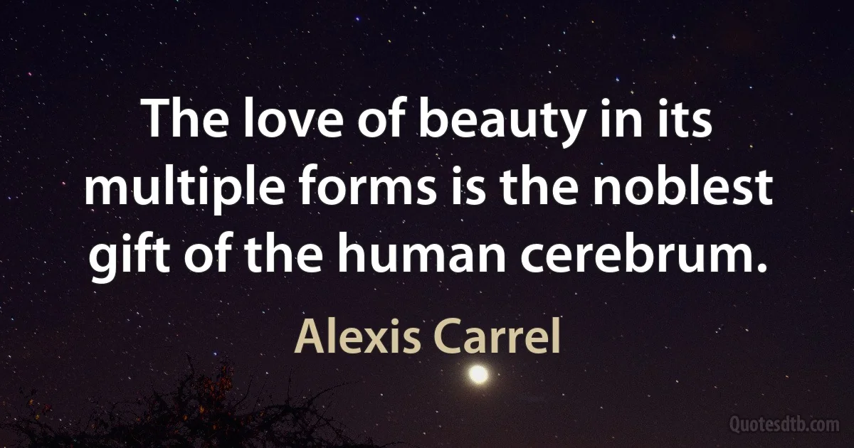 The love of beauty in its multiple forms is the noblest gift of the human cerebrum. (Alexis Carrel)