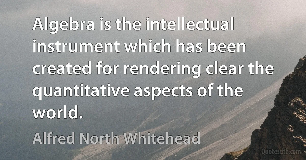 Algebra is the intellectual instrument which has been created for rendering clear the quantitative aspects of the world. (Alfred North Whitehead)