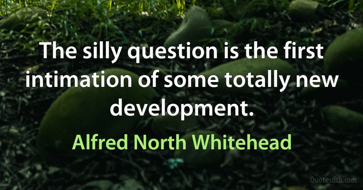 The silly question is the first intimation of some totally new development. (Alfred North Whitehead)