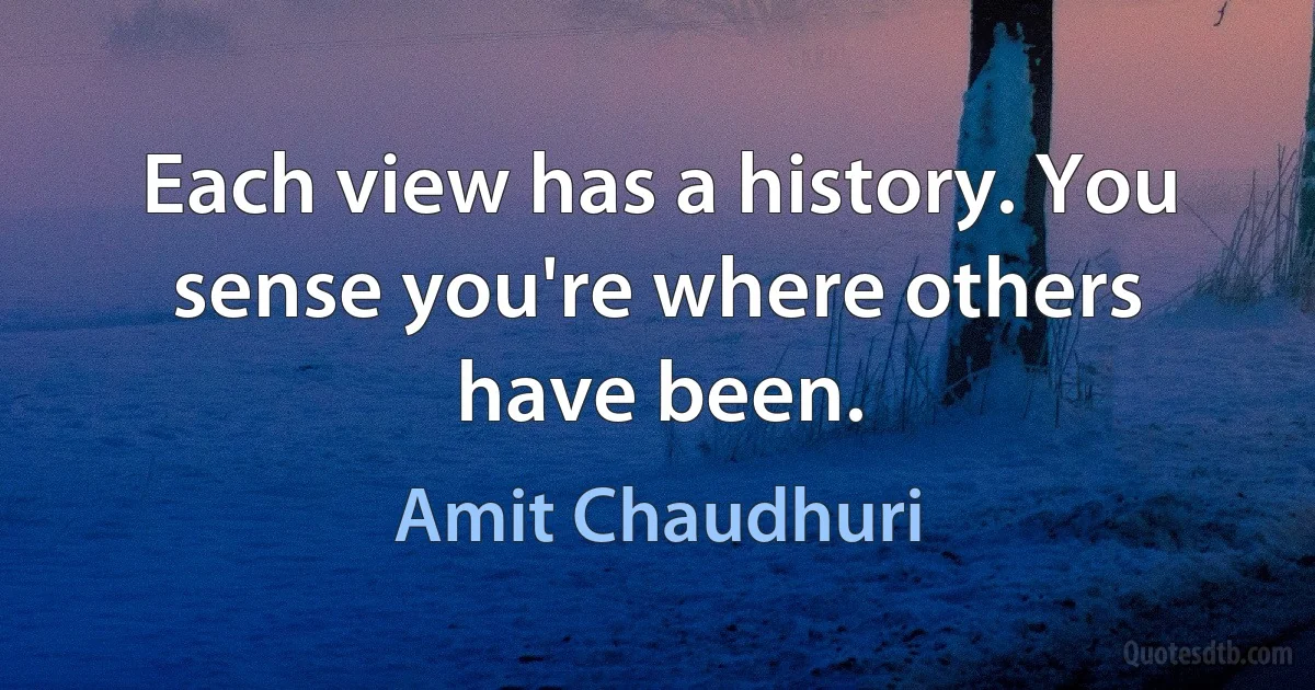 Each view has a history. You sense you're where others have been. (Amit Chaudhuri)