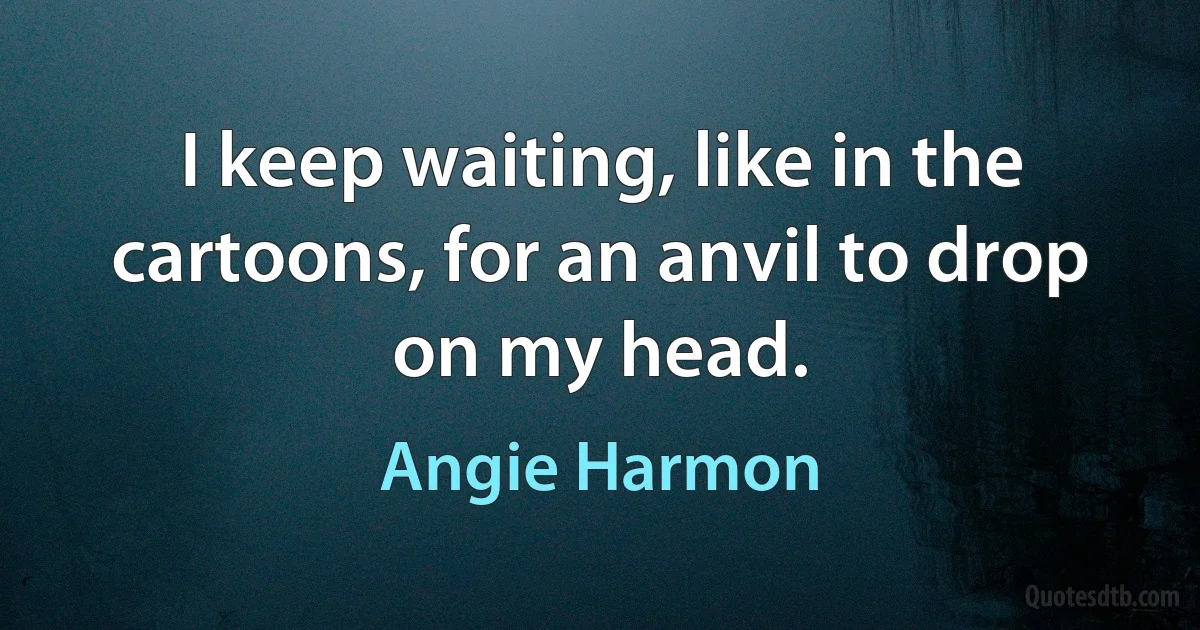 I keep waiting, like in the cartoons, for an anvil to drop on my head. (Angie Harmon)