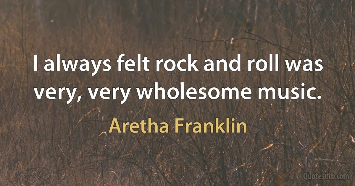 I always felt rock and roll was very, very wholesome music. (Aretha Franklin)