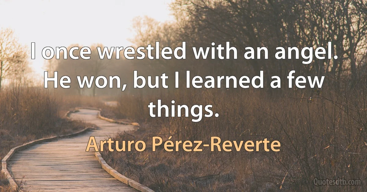 I once wrestled with an angel. He won, but I learned a few things. (Arturo Pérez-Reverte)