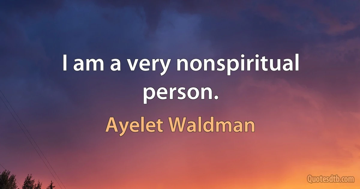 I am a very nonspiritual person. (Ayelet Waldman)