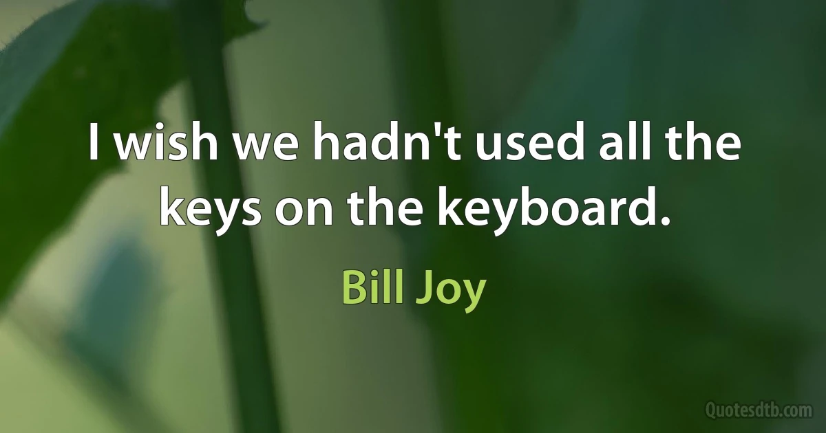 I wish we hadn't used all the keys on the keyboard. (Bill Joy)