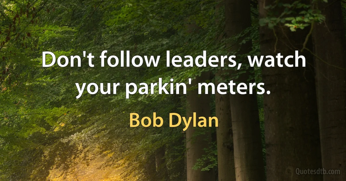 Don't follow leaders, watch your parkin' meters. (Bob Dylan)