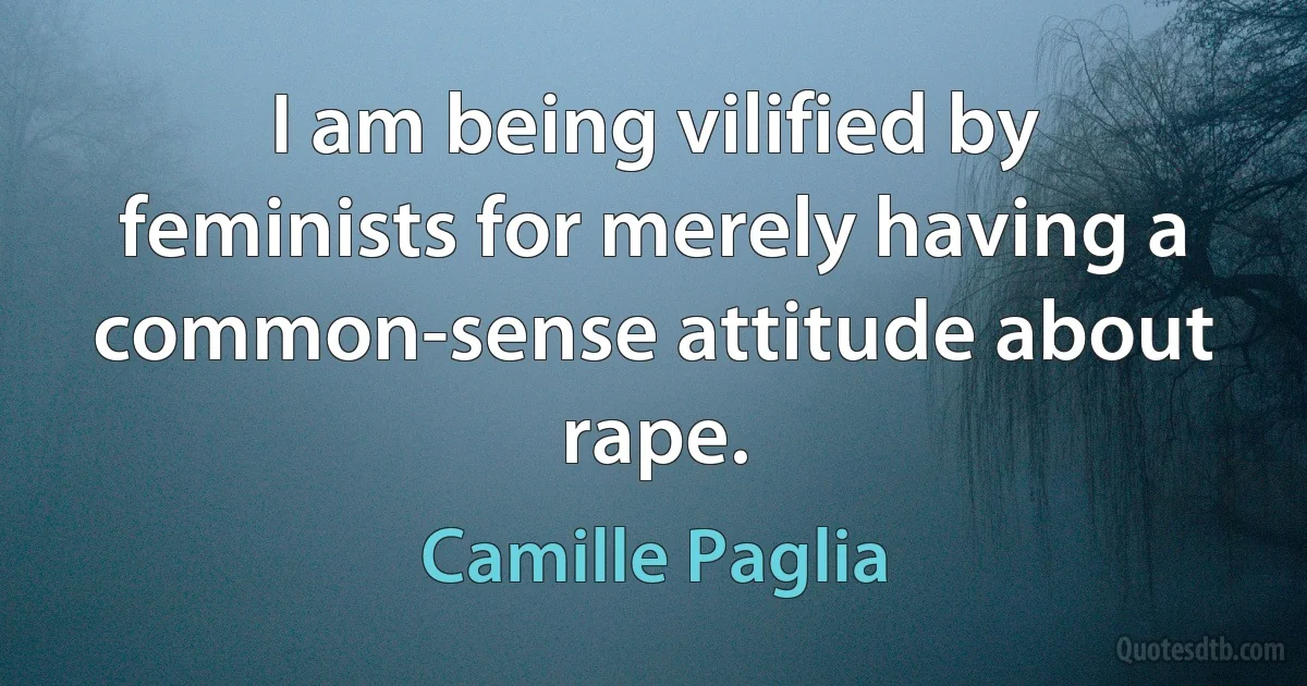 I am being vilified by feminists for merely having a common-sense attitude about rape. (Camille Paglia)