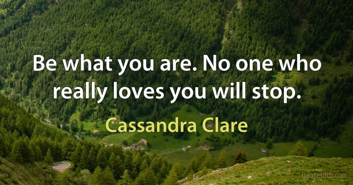 Be what you are. No one who really loves you will stop. (Cassandra Clare)