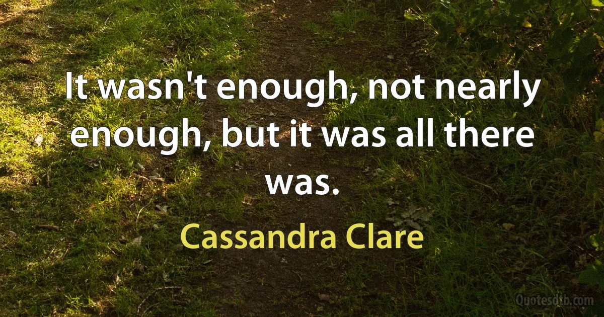 It wasn't enough, not nearly enough, but it was all there was. (Cassandra Clare)