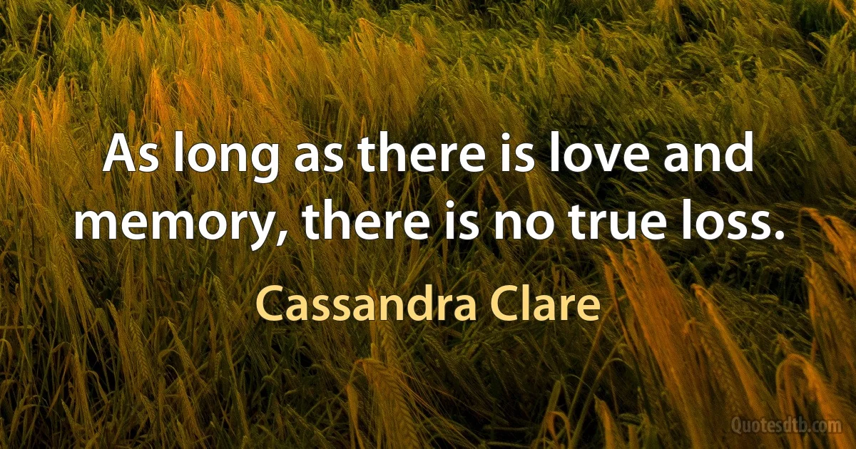 As long as there is love and memory, there is no true loss. (Cassandra Clare)