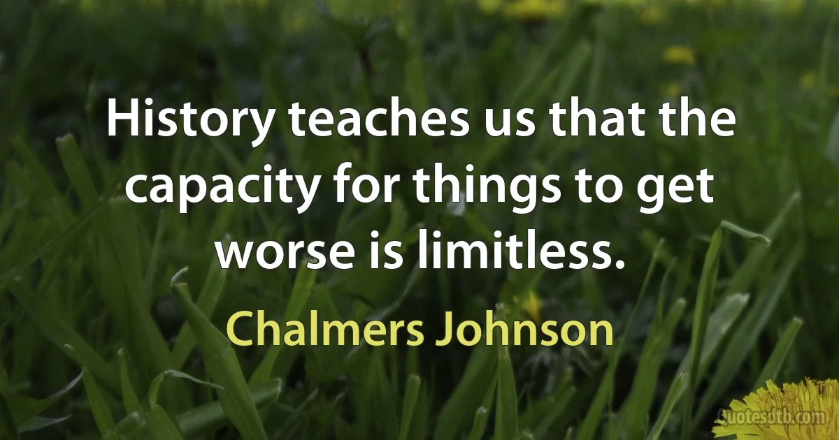 History teaches us that the capacity for things to get worse is limitless. (Chalmers Johnson)