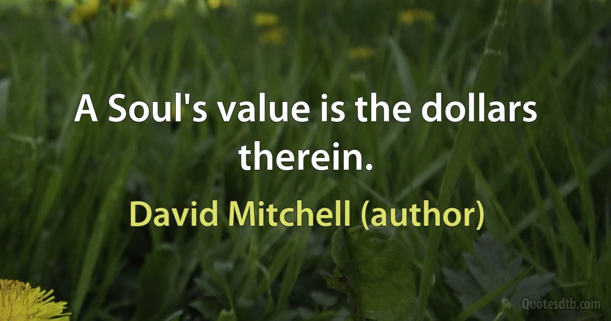 A Soul's value is the dollars therein. (David Mitchell (author))