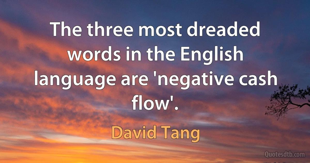 The three most dreaded words in the English language are 'negative cash flow'. (David Tang)