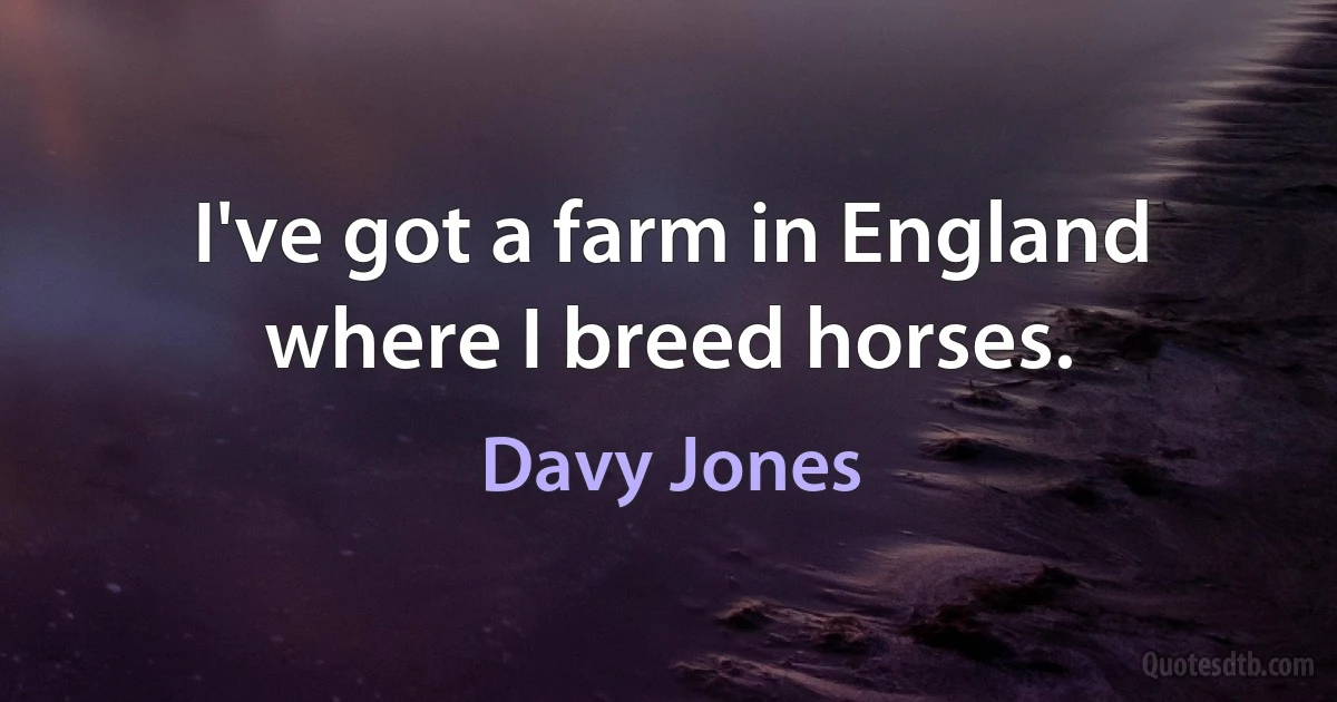 I've got a farm in England where I breed horses. (Davy Jones)