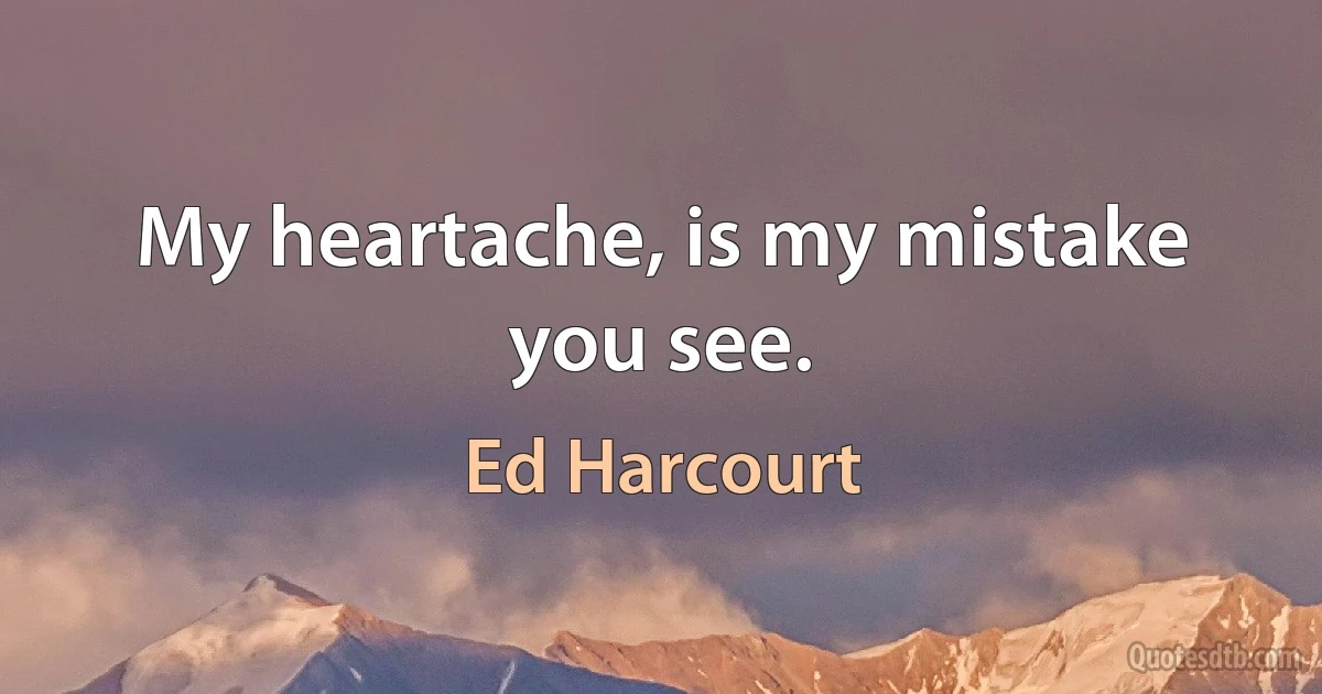 My heartache, is my mistake you see. (Ed Harcourt)