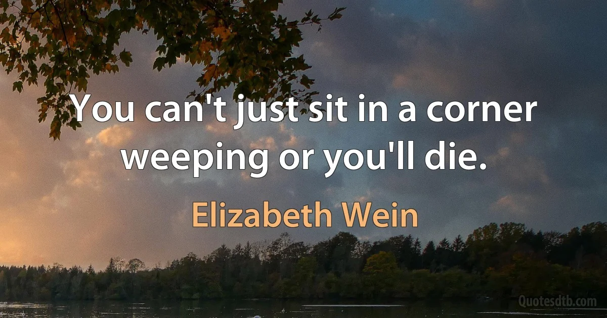 You can't just sit in a corner weeping or you'll die. (Elizabeth Wein)