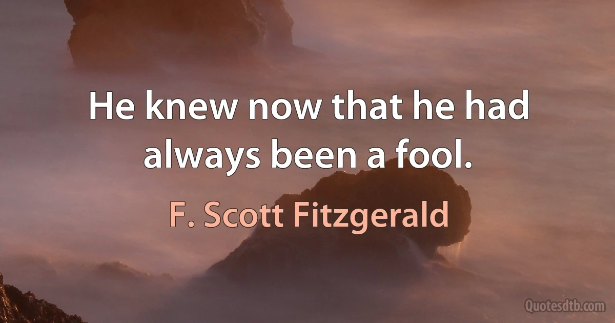 He knew now that he had always been a fool. (F. Scott Fitzgerald)