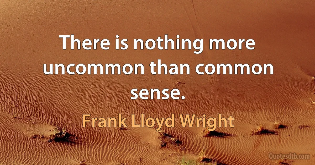 There is nothing more uncommon than common sense. (Frank Lloyd Wright)