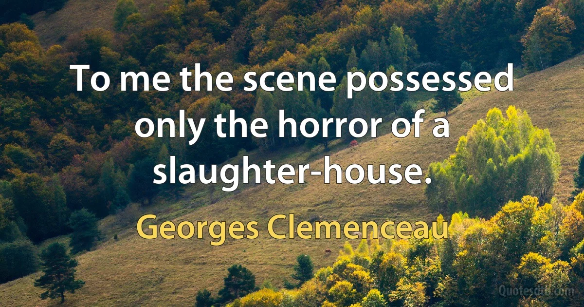 To me the scene possessed only the horror of a slaughter-house. (Georges Clemenceau)