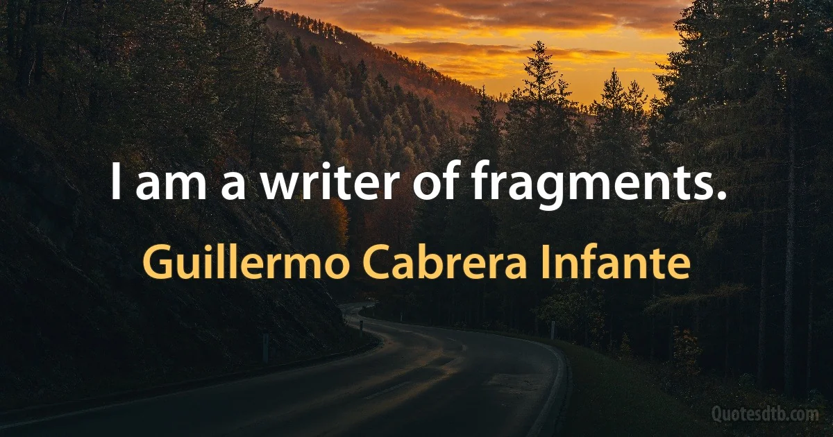 I am a writer of fragments. (Guillermo Cabrera Infante)