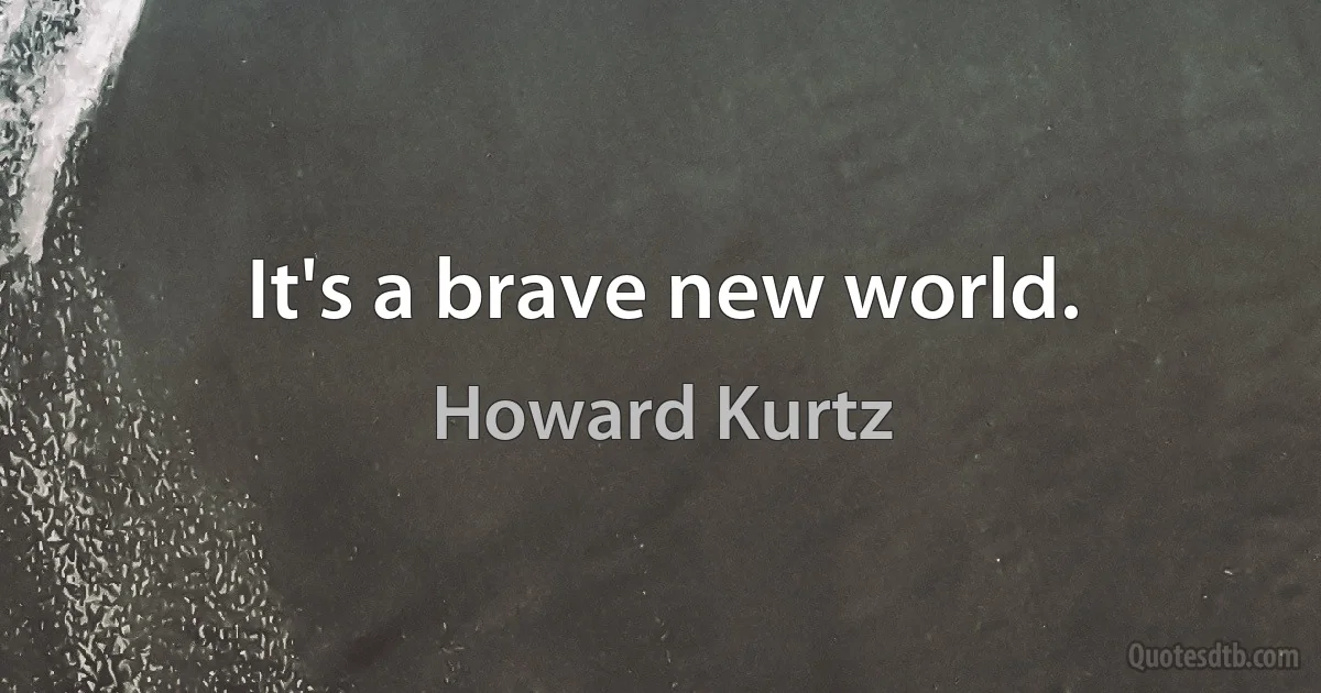 It's a brave new world. (Howard Kurtz)