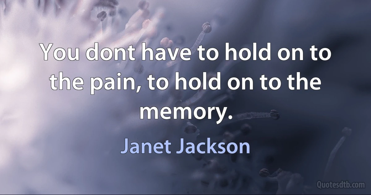 You dont have to hold on to the pain, to hold on to the memory. (Janet Jackson)