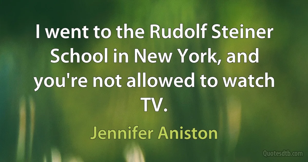 I went to the Rudolf Steiner School in New York, and you're not allowed to watch TV. (Jennifer Aniston)