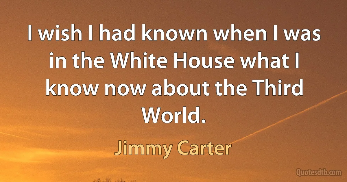 I wish I had known when I was in the White House what I know now about the Third World. (Jimmy Carter)