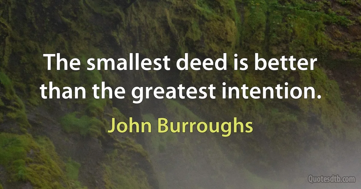 The smallest deed is better than the greatest intention. (John Burroughs)