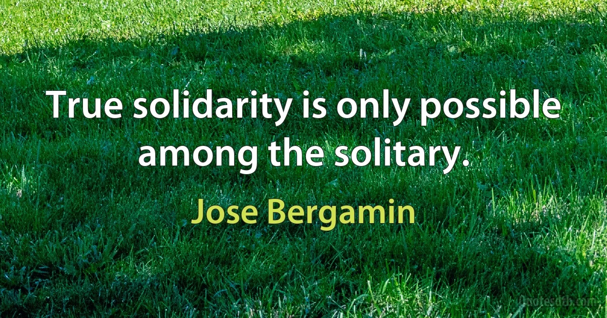 True solidarity is only possible among the solitary. (Jose Bergamin)