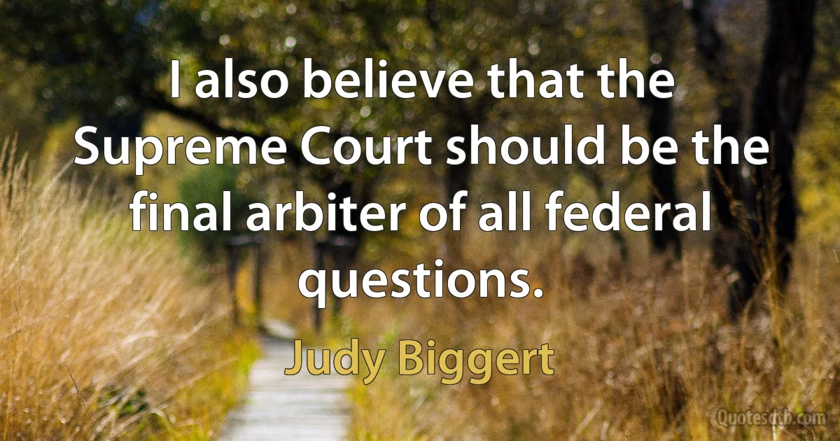 I also believe that the Supreme Court should be the final arbiter of all federal questions. (Judy Biggert)