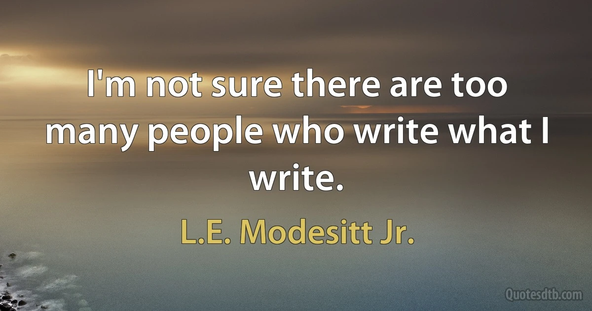 I'm not sure there are too many people who write what I write. (L.E. Modesitt Jr.)