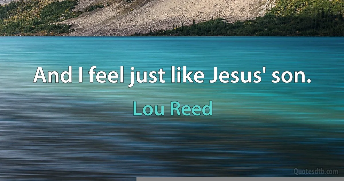 And I feel just like Jesus' son. (Lou Reed)