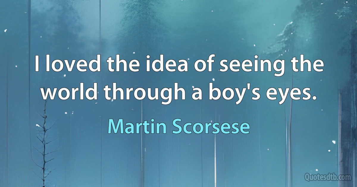 I loved the idea of seeing the world through a boy's eyes. (Martin Scorsese)