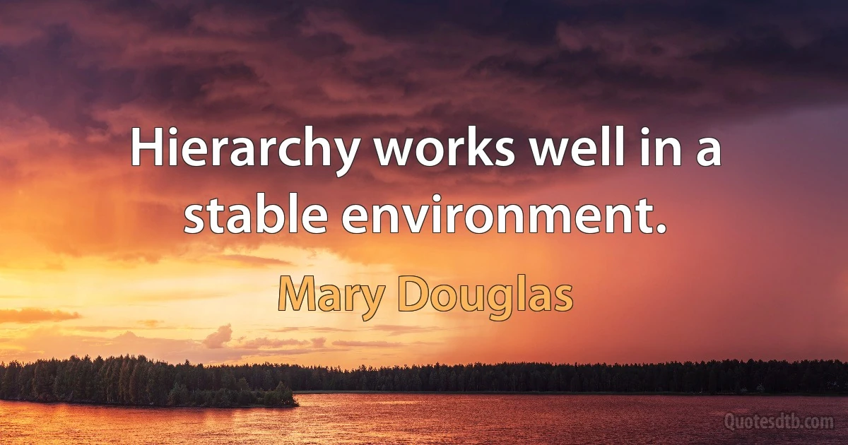 Hierarchy works well in a stable environment. (Mary Douglas)