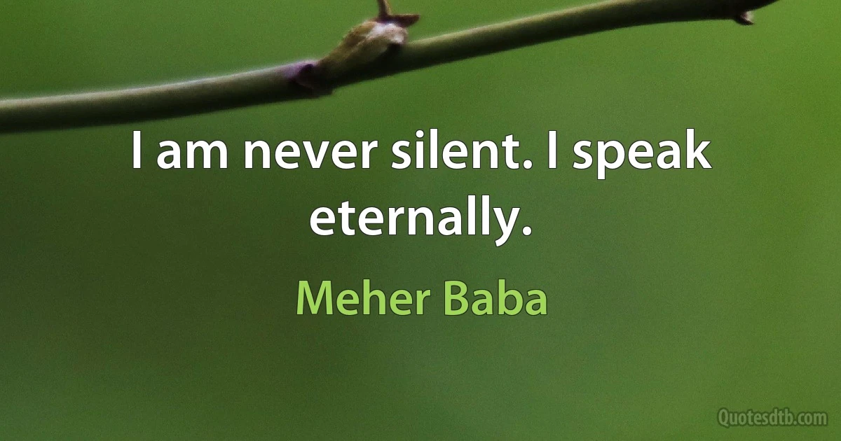 I am never silent. I speak eternally. (Meher Baba)