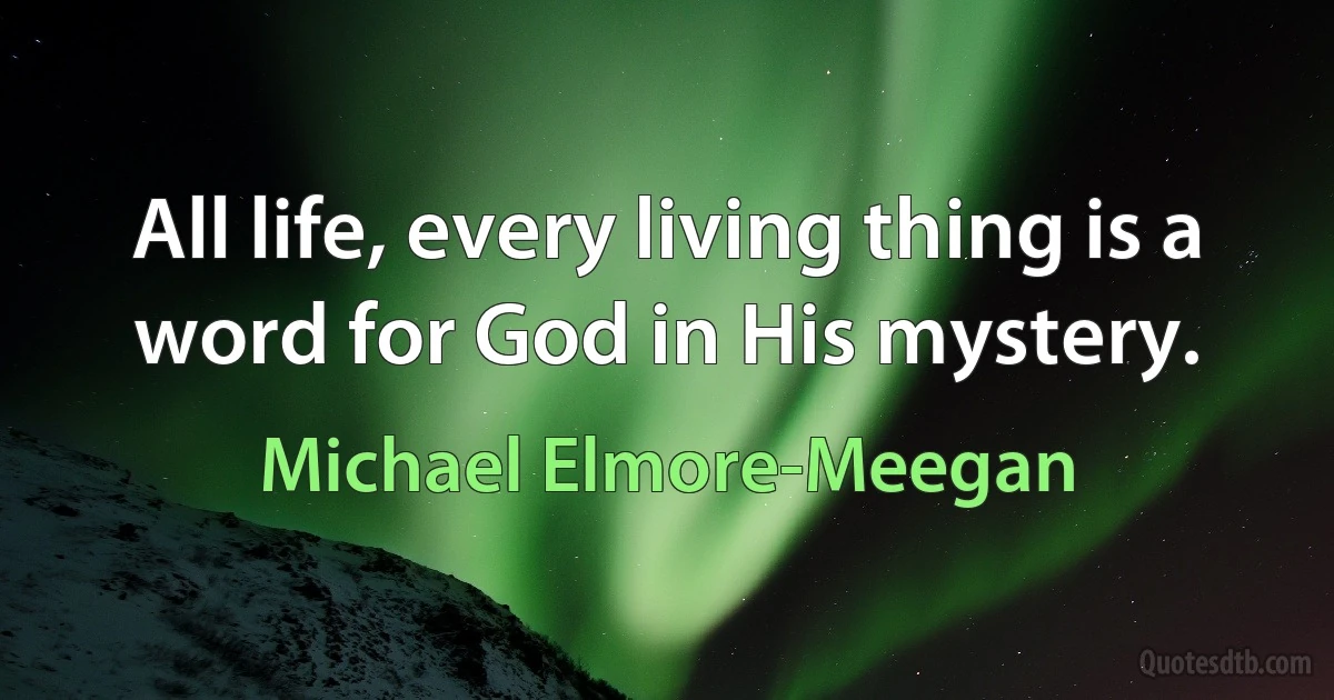 All life, every living thing is a word for God in His mystery. (Michael Elmore-Meegan)