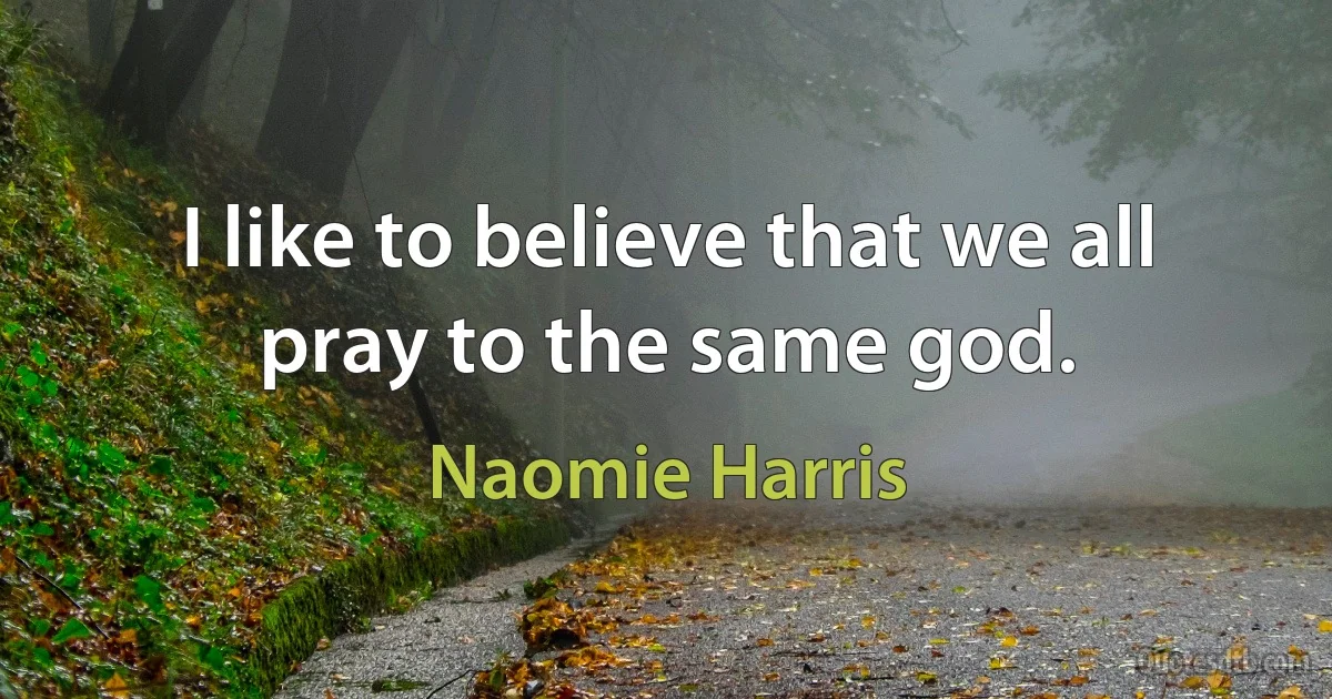 I like to believe that we all pray to the same god. (Naomie Harris)