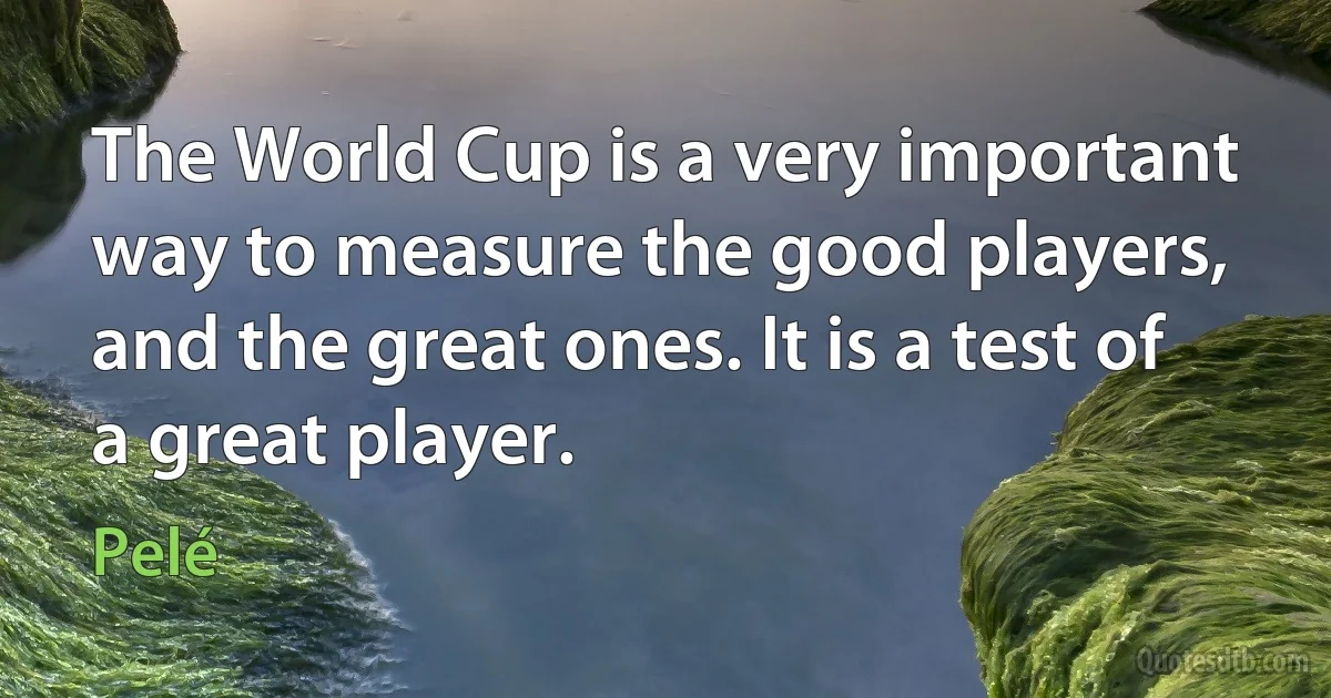 The World Cup is a very important way to measure the good players, and the great ones. It is a test of a great player. (Pelé)