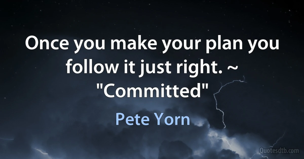 Once you make your plan you follow it just right. ~ "Committed" (Pete Yorn)